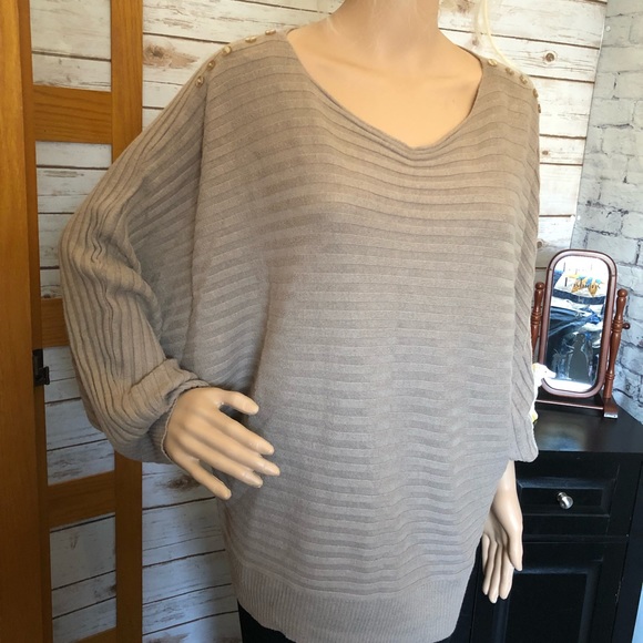 Joseph A. Sweaters - Joseph A Tan Bat sleeve Sweater Top sz XL